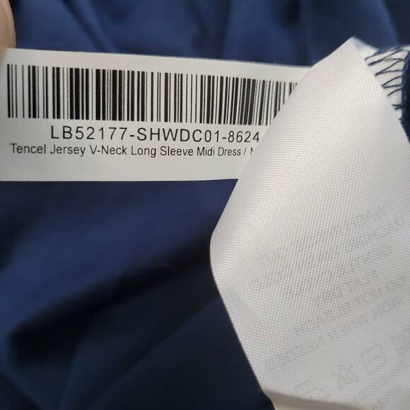 NWT Quince Tencel Jersey V-Neck Long Sleeve Midi Dress Sz XL Navy Stretch Pullov - Picture 9 of 11